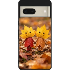 Google Pixel 7 Case Hülle - Silikon schwarz Autumn 26 Couple of leaves
