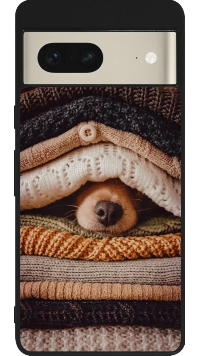 Google Pixel 7 Case Hülle - Silikon schwarz Autumn 26 Dog under the covers