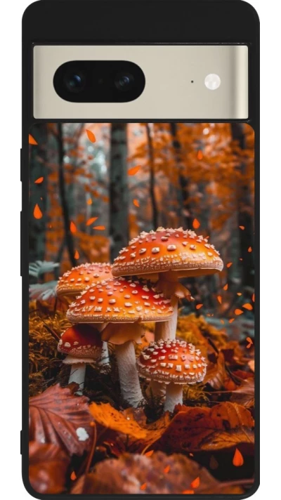 Google Pixel 7 Case Hülle - Silikon schwarz Autumn 26 Mushrooms in the woods