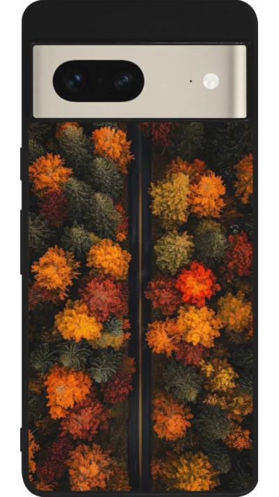 Google Pixel 7 Case Hülle - Silikon schwarz Autumn 26 Road in autumn