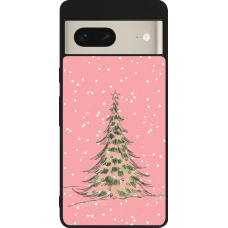 Coque Google Pixel 7 - Silicone rigide noir Christmas 25 Pink Tree