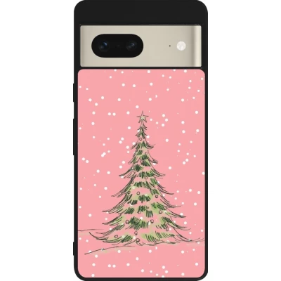 Google Pixel 7 Case Hülle - Silikon schwarz Christmas 25 Pink Tree
