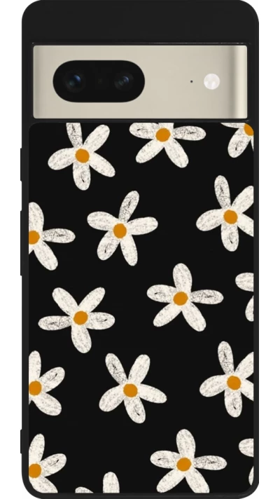 Google Pixel 7 Case Hülle - Silikon schwarz Easter 2024 white on black flower