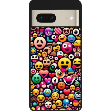 Google Pixel 7 Case Hülle - Silikon schwarz Emoji Mix Farbe