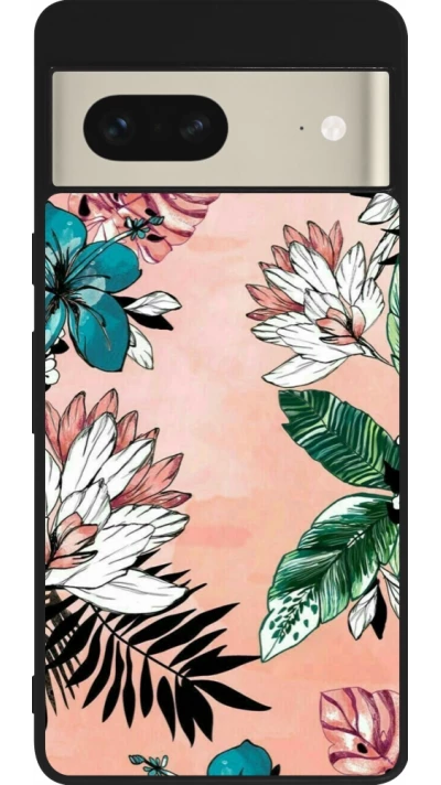 Google Pixel 7 Case Hülle - Silikon schwarz Flowers Artprint