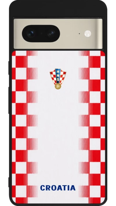 Google Pixel 7 Case Hülle - Silikon schwarz Kroatien 2026 personalisierbares Fussballtrikot