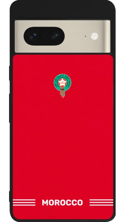 Google Pixel 7 Case Hülle - Silikon schwarz Marokko 2026 personalisierbares Fussballtrikot