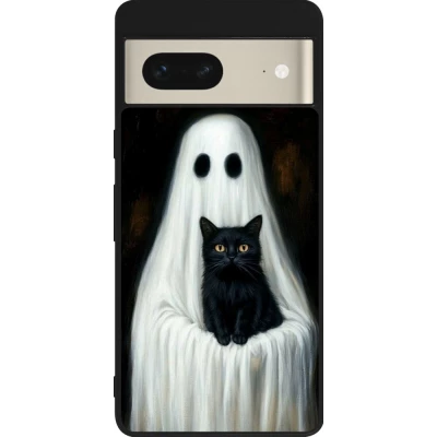 Google Pixel 7 Case Hülle - Silikon schwarz Halloween 2025 Ghost with black cat
