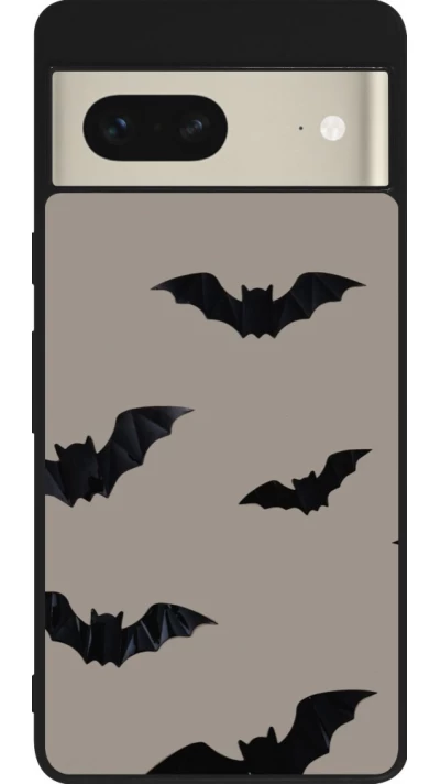 Coque Google Pixel 7 - Silicone rigide noir Halloween 2026 Bats