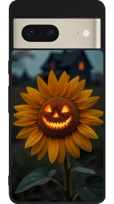 Coque Google Pixel 7 - Silicone rigide noir Halloween 2026 Evil Sunflower