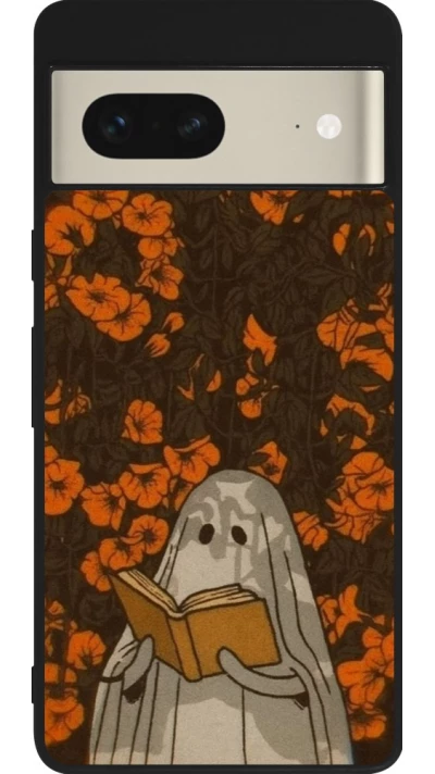 Coque Google Pixel 7 - Silicone rigide noir Halloween 2026 Ghost reading