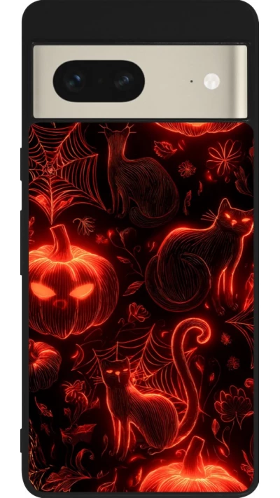 Coque Google Pixel 7 - Silicone rigide noir Halloween 2026 Pattern Halloween