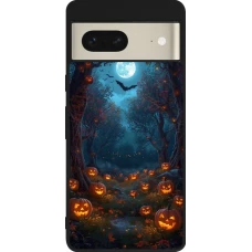 Google Pixel 7 Case Hülle - Silikon schwarz Halloween 2026 Road of Pumpkins