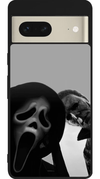 Coque Google Pixel 7 - Silicone rigide noir Halloween 2026 Scream and Michael Myers