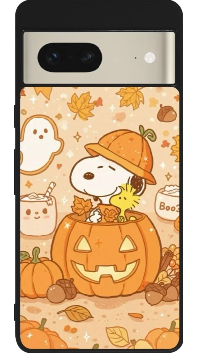 Coque Google Pixel 7 - Silicone rigide noir Halloween 2026 Snoopy Halloween