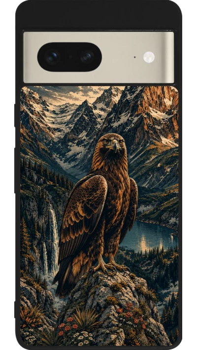 Google Pixel 7 Case Hülle - Silikon schwarz Linocut Steinadler