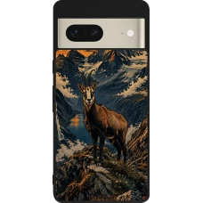 Google Pixel 7 Case Hülle - Silikon schwarz Linocut Gämse