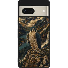 Google Pixel 7 Case Hülle - Silikon schwarz Linocut Wanderfalke