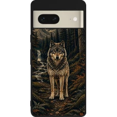 Google Pixel 7 Case Hülle - Silikon schwarz Linocut Wold