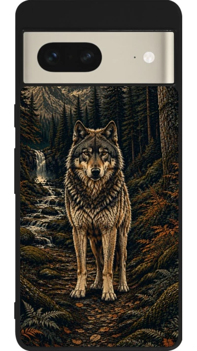 Google Pixel 7 Case Hülle - Silikon schwarz Linocut Wold