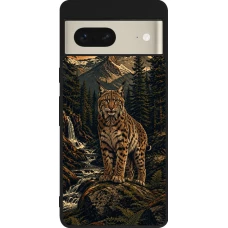 Google Pixel 7 Case Hülle - Silikon schwarz Linocut Luchs