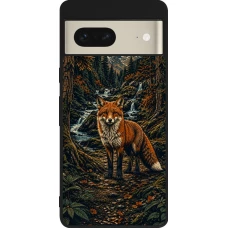 Google Pixel 7 Case Hülle - Silikon schwarz Linocut Fuchs