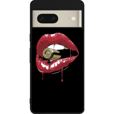 Google Pixel 7 Case Hülle - Silikon schwarz Lips bullet