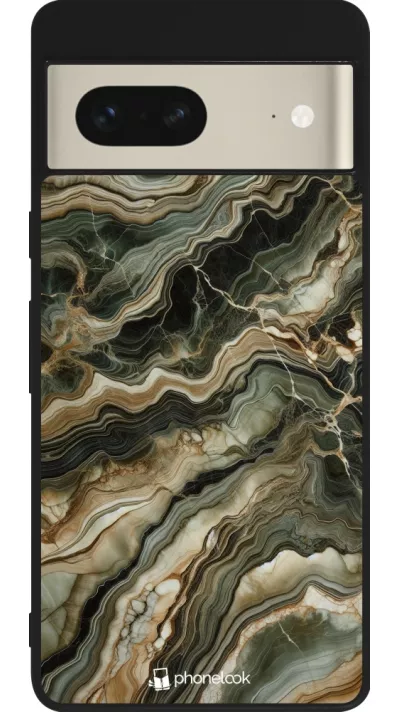 Google Pixel 7 Case Hülle - Silikon schwarz Oliv Marmor