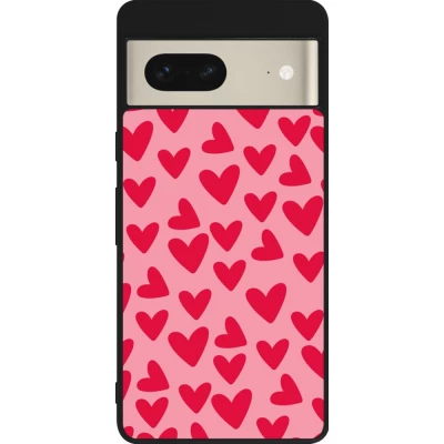 Google Pixel 7 Case Hülle - Silikon schwarz Mom 2024 kleine Herzen