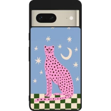Google Pixel 7 Case Hülle - Silikon schwarz Pink leopard with stars 2026