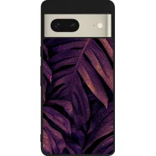 Google Pixel 7 Case Hülle - Silikon schwarz Purple Light Leaves