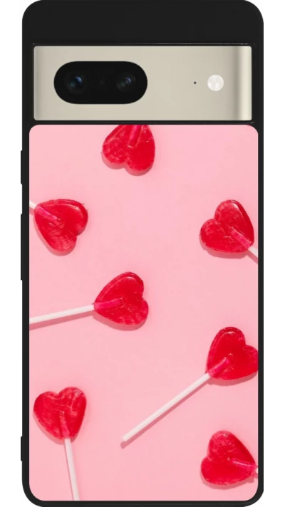 Google Pixel 7 Case Hülle - Silikon schwarz Saint Valentines Day 26 Lollipop