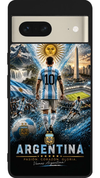 Google Pixel 7 Case Hülle - Silikon schwarz Fussball Argentinien splash 2026