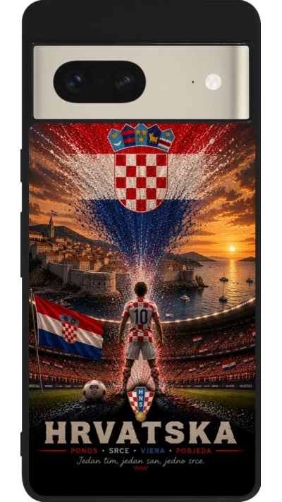 Google Pixel 7 Case Hülle - Silikon schwarz Fussball Kroatien splash 2026