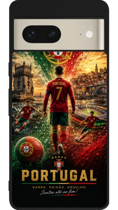Google Pixel 7 Case Hülle - Silikon schwarz Fussball Portugal splash 2026