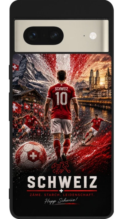 Google Pixel 7 Case Hülle - Silikon schwarz Fussball Schweiz splash 2026