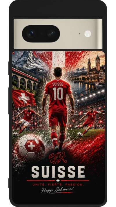 Google Pixel 7 Case Hülle - Silikon schwarz Fussball Suisse splash 2026
