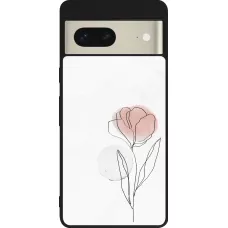 Google Pixel 7 Case Hülle - Silikon schwarz Spring 23 minimalist flower