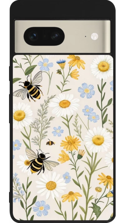 Google Pixel 7 Case Hülle - Silikon schwarz Pattern bees Spring 2026