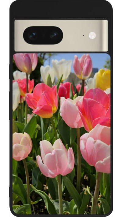 Google Pixel 7 Case Hülle - Silikon schwarz Tulips Spring 2026
