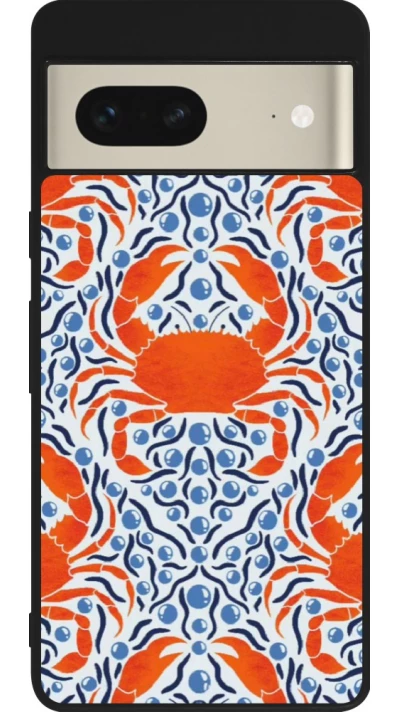 Google Pixel 7 Case Hülle - Silikon schwarz Crabs and pearls Summer 2026