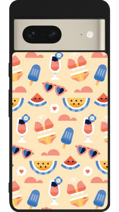 Google Pixel 7 Case Hülle - Silikon schwarz Pattern Summer 2026