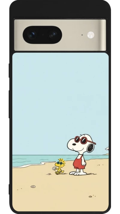 Google Pixel 7 Case Hülle - Silikon schwarz Snoopy on the beach Summer 2026