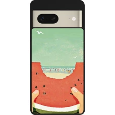 Coque Google Pixel 7 - Silicone rigide noir Views through a watermelon Summer 2026