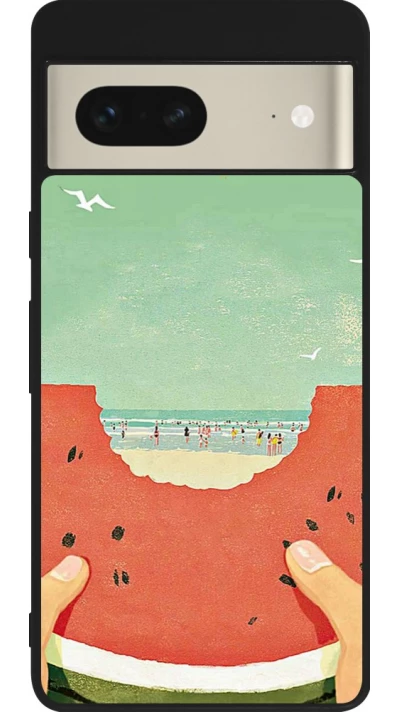 Google Pixel 7 Case Hülle - Silikon schwarz Views through a watermelon Summer 2026