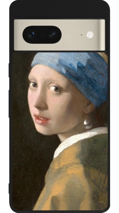 Coque Google Pixel 7 - Silicone rigide noir Tableau art - La Jeune fille à la perle - Johannes Vermeer