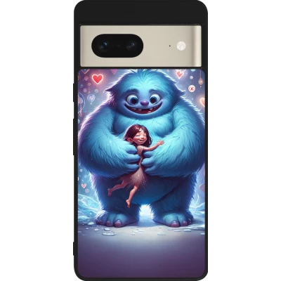 Coque Google Pixel 7 - Silicone rigide noir Valentine 2024 Fluffy Love
