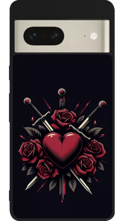 Google Pixel 7 Case Hülle - Silikon schwarz Valentine 2024 gothic love