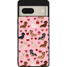 Coque Google Pixel 7 - Silicone rigide noir Valentine 2024 puppy love