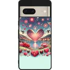 Coque Google Pixel 7 - Silicone rigide noir Valentine 2025 Chic